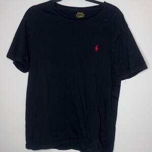 Polo Ralph Lauren Mens Black Size Large Custom Slim Fit Embroidered Logo T-Shirt